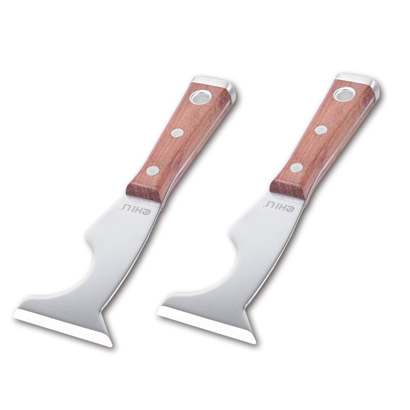 CHILI Tools 2PC. 5 IN 1 Stainless Steel Paint Scraper With Wooden Handle Hammer End, Made In Taiwan - Image 1